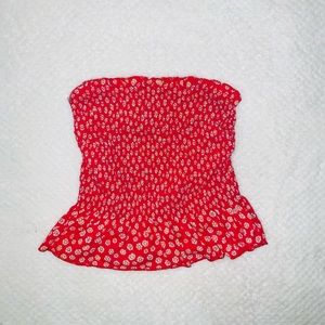 Red Strapless Top